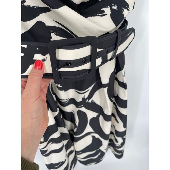 Rebecca Vallance Black White Pompidou One Shoulder Midi Dress size US 6 AUS 10 - Picture 7 of 15